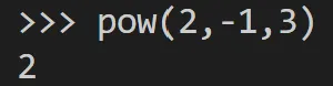 pow(2,-1,3) 執行結果